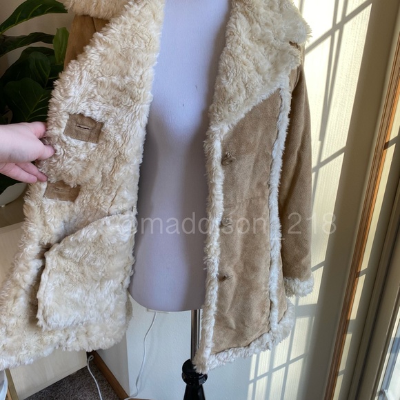 Wilson’s Leather Maxima Small Leather Patchwork Coat Faux Fur Tan Brown S - Picture 8 of 15